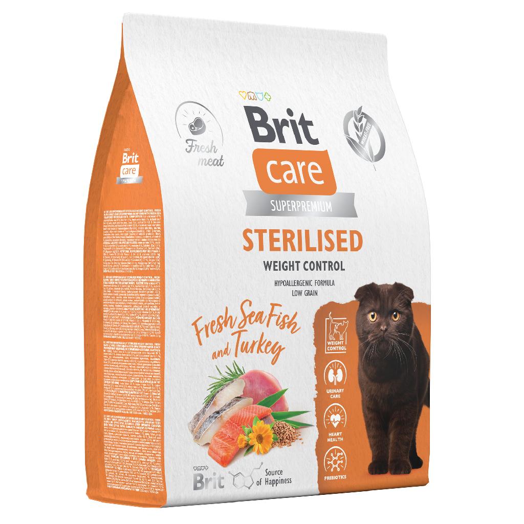 BRIT CARE,Сухой корм с морск.рыбой и инд. д/стер.кош "Cat Sterilised Weight Control"