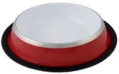 Миска металлическая красно-белая резиновое основание 0,45л