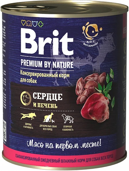 Brit Premium by Nature Сердце и печень 850г