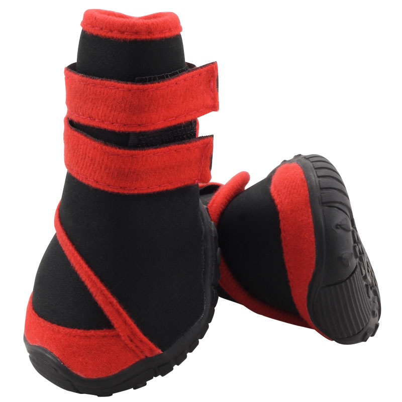 Ботинки для собак черные с красным, 60*55*70мм (уп 4шт)