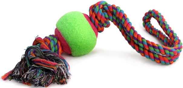 Игрушка для собак "Верёвка с петлей, 2 узла и мяч", d65/450мм, Triol