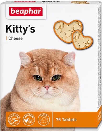 Беафар Витаминиз. лакомство «Kitty`s +Cheese» с сыром д/кошек 75шт