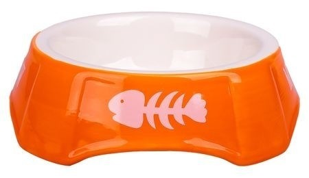 Миска Mr.Kranch керамическая для кошек 140мл оранжевая с рыбками