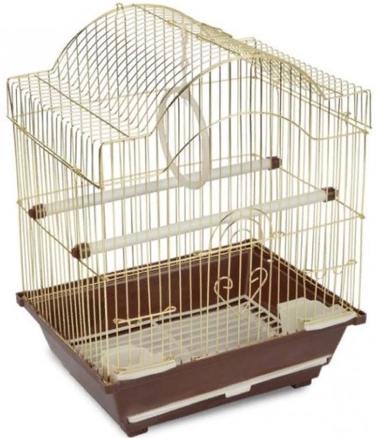 Клетка для птиц золотая, фигурная, укомплектованная 30*23*39см