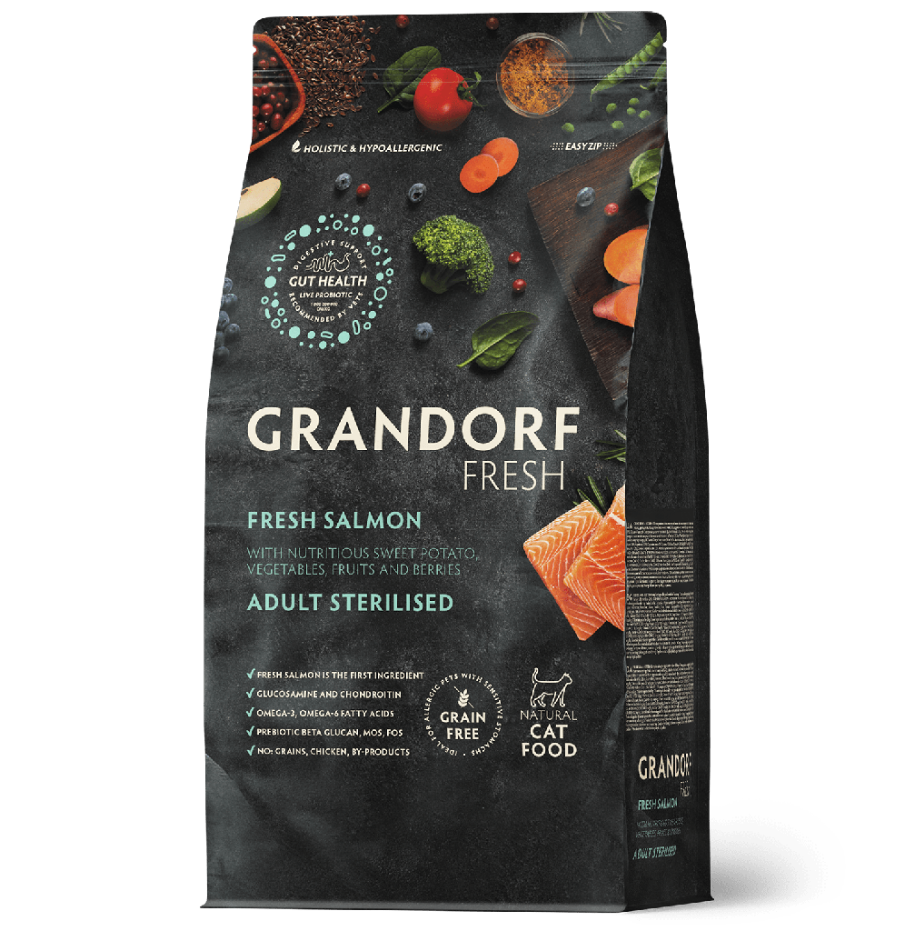 GRANDORF Fresh Cat STERILISED Salmon&Sweet Potato лосось с бататом для стерилизованных кошек