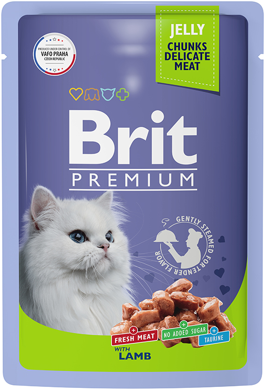 Брит Premium Пауч для взрослых кошек ягненок в желе 85г