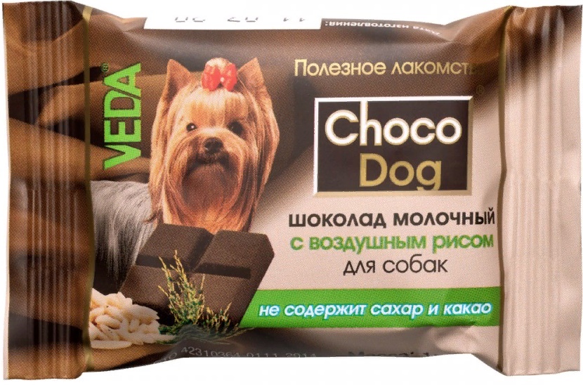 CHOCO DOG шоколад молочный с воздушным рисом д/собак 15г