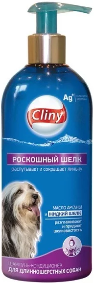 Cliny Шампунь-конд. д/собак Роскошный шелк 300мл