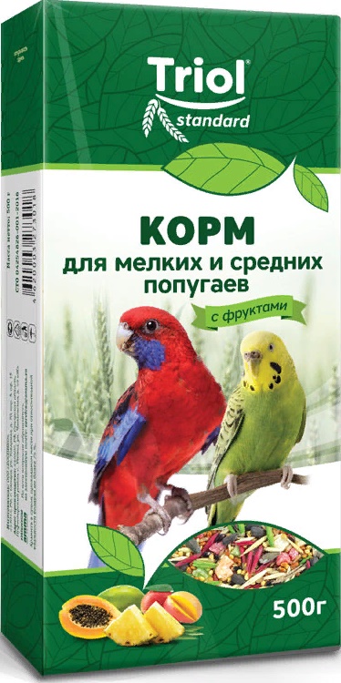 Корм Тriol Standard для мелких и средних попугаев с фруктами, 500г