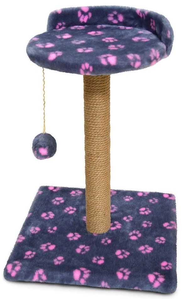 Когтеточка-столбик с полкой "Зверьё Моё" джут, розовая пантера, 40*40*60см