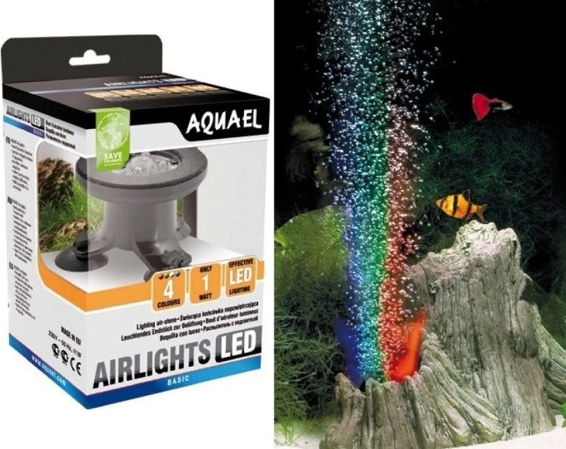 AQUAEL Подсветка-распылитель AIR LIGHTS LED 4-светодиода, 3-цветные насадки, 1w