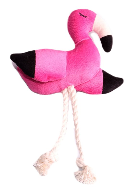 Игрушка Mr.Kranch для собак мелких и средних пород Фламинго с канатом и пищалкой 24х13,5х6см