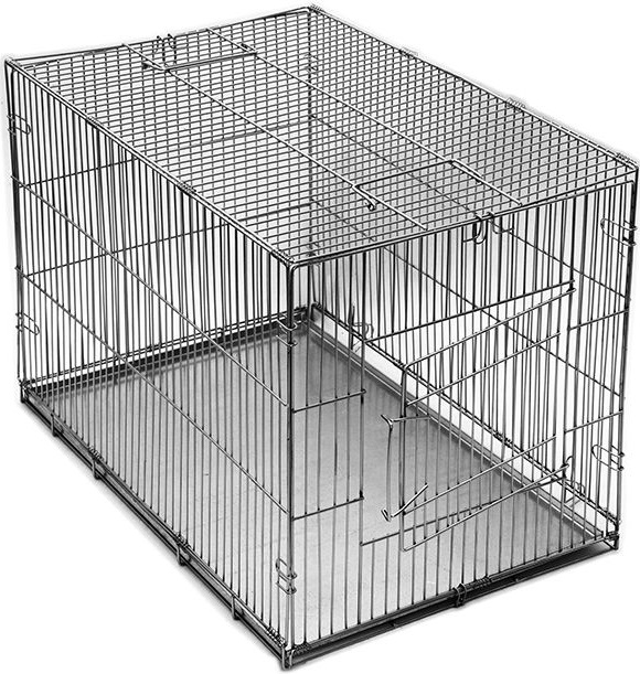 Клетка-переноска д/собак «Дарэлл» №2, с метал. поддоном, хром, складная, 60см*40см*42см