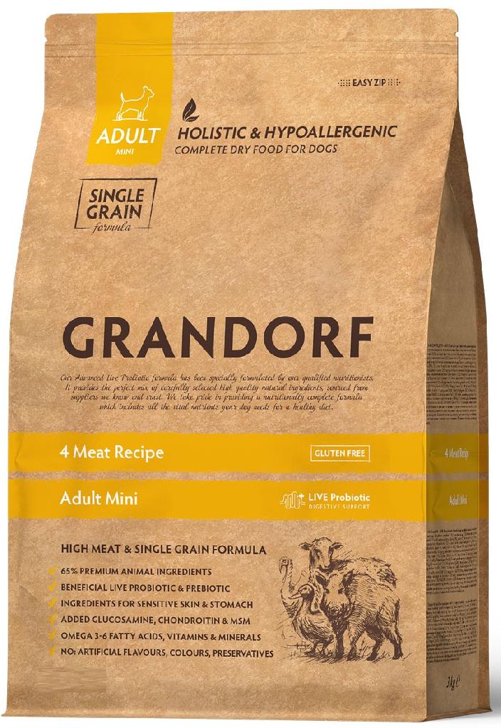GRANDORF 4 мяса с пробиотиками для собак мелких пород