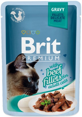 Brit Premium пауч д/к GRAVY кусочки из филе говядины в соусе 85г