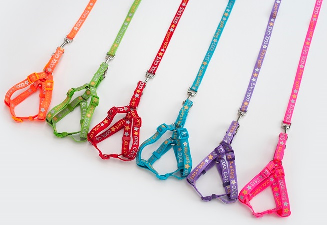 Шлейка с поводком для кошек и собак светоотраж. 15MM*36-50CM