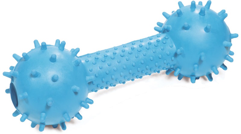 Игрушка для собак из ц/литой резины Гантель шипованная с колокольчиком, 160мм