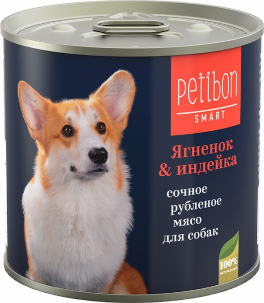 Petibon Smart Рубленое мясо для собак с ягненком и индейкой 240г