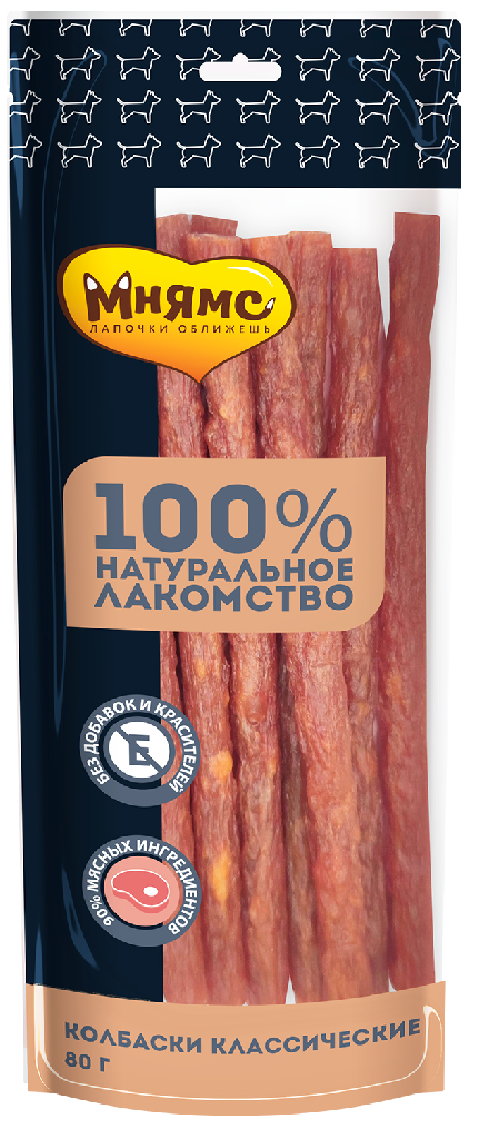 Мнямс лакомство д/собак Колбаски классические 80г