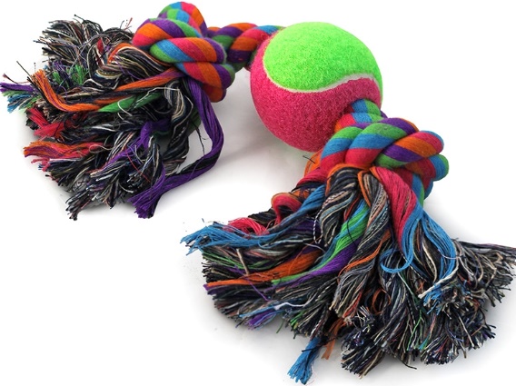 Игрушка для собак "Верёвка, 2 узла и мяч", d65/350мм
