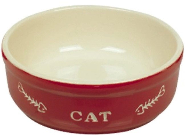 Миска керамика красная с рисунком CAT 13,5см