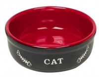 Миска 13,5x5см керамика красная/черная с рисунком CAT