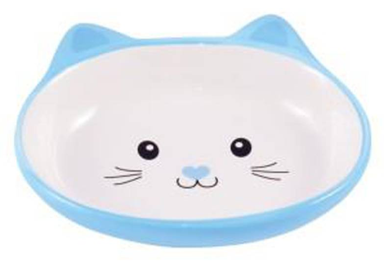 Миска Mr.Kranch керамическая для кошек Мордочка кошки 160мл голубая