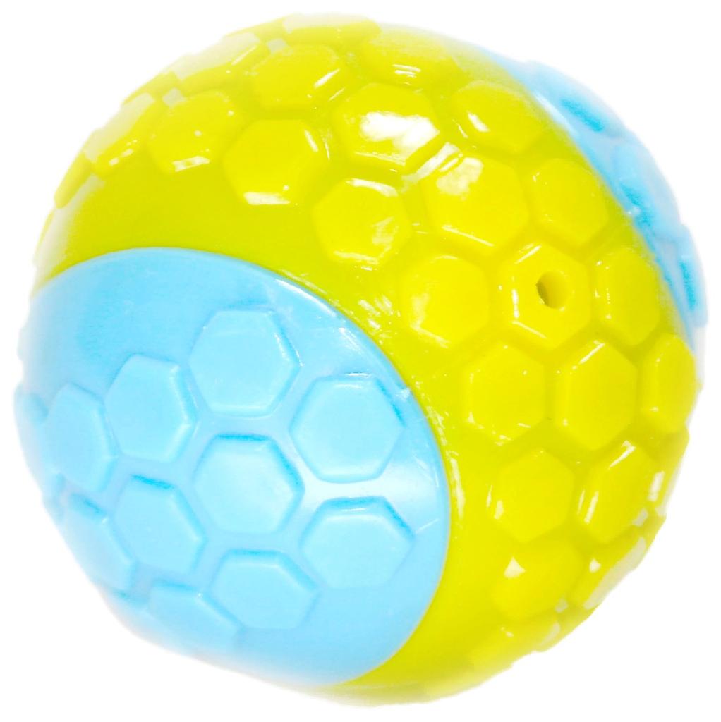 Игрушка для собак Мяч резиновый двухцветный с пишалкой и погремушкой 6,5см