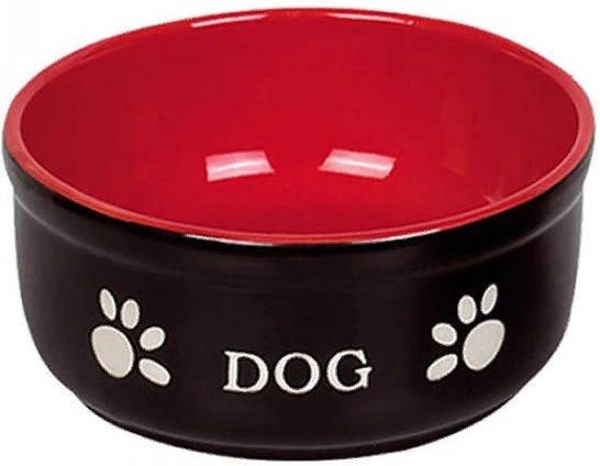 Миска керамическая красная с черным рисунком DOG 15,5*6,5см 0,46л