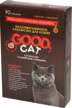 GOOD CAT Мультивитаминное лак-во для Кошек со вкусом "АЛЬПИЙСКОЙ ГОВЯДИНЫ" 90таб