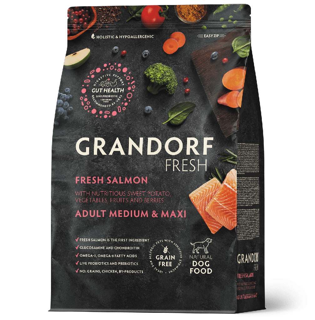 GRANDORF Fresh Dog Adult MED&MAXI Salmon&Sweet Potato Лосось с бататом для собак средних и крупных пород