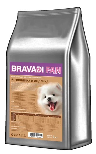 BRAVADI FAN для ЩЕНКОВ с индейкой и говядиной