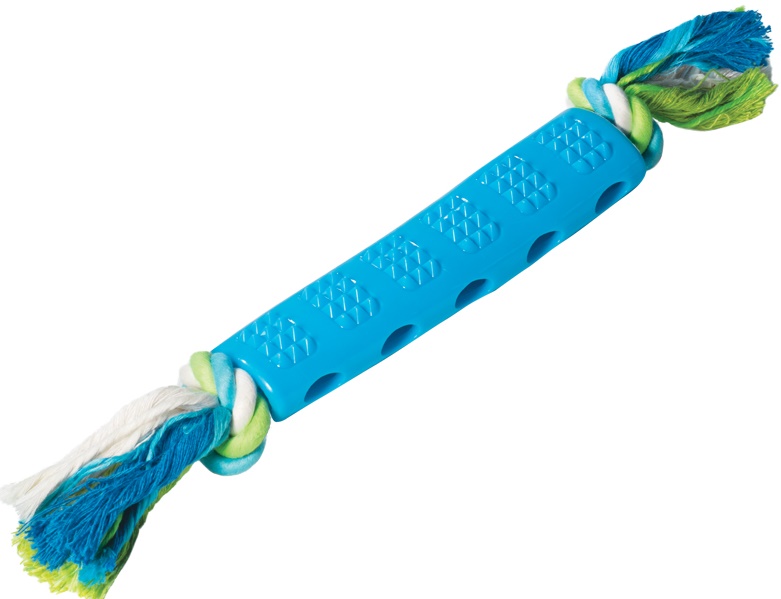 Игрушка для собак из термопласт. резины "Палка шипованная с верёвкой", 180/350мм