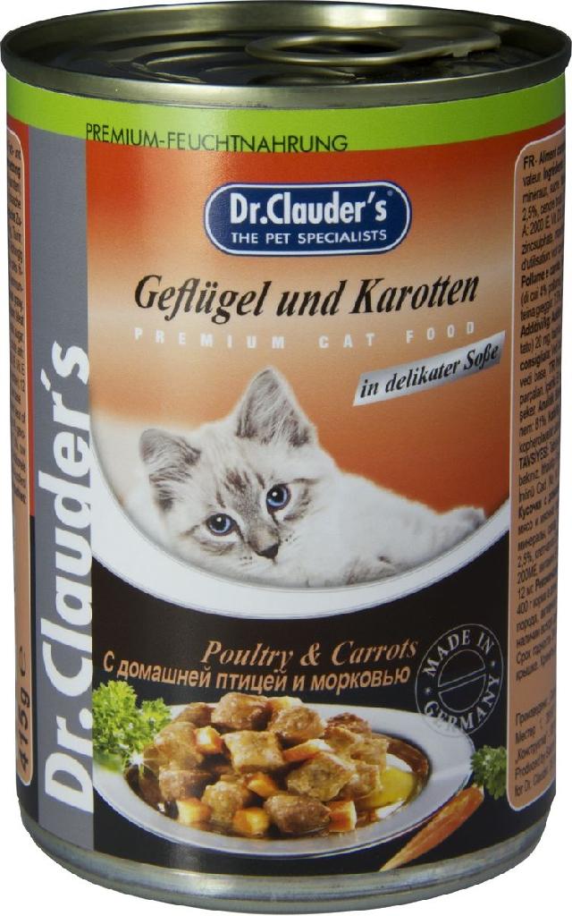 Др.Клаудер консервы для кошек с Домашней птицей и Морковью 415г