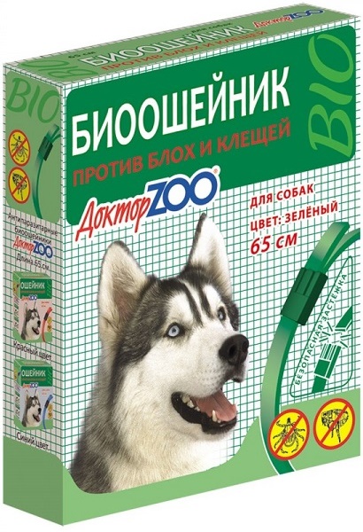 Доктор ЗОО БИОошейник д/собак против блох и клещей зеленый 65см