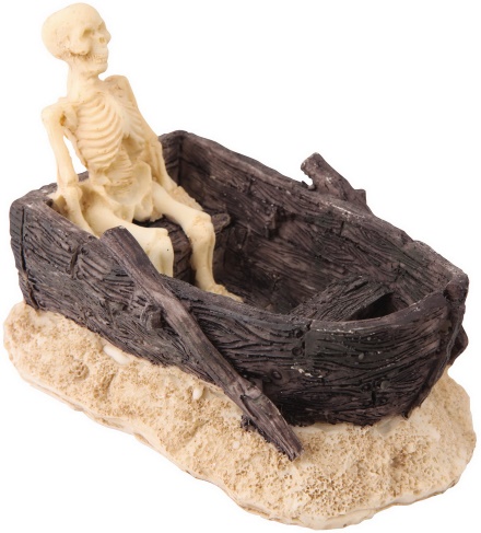 Аквадекор DEZZIE "Скелет в лодке" 11,5х7х7,5см