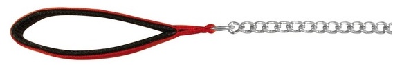 Поводок-цепь металл 110см/2мм с нейлоновой ручкой, красный