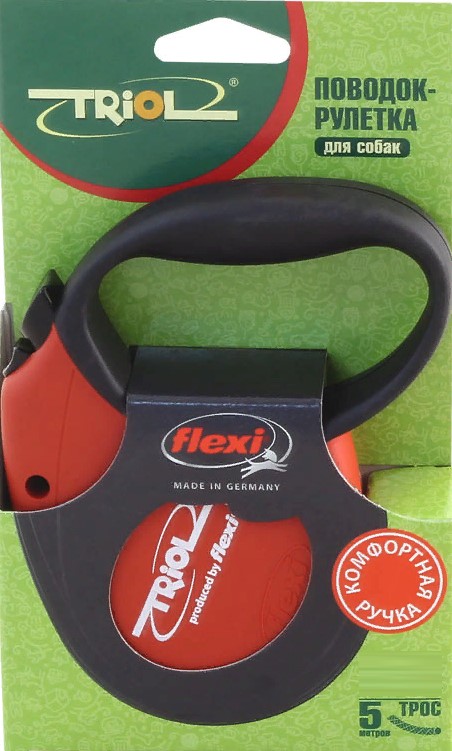Поводок-рулетка Flexi Standard Soft Red L 5м до 50кг, трос