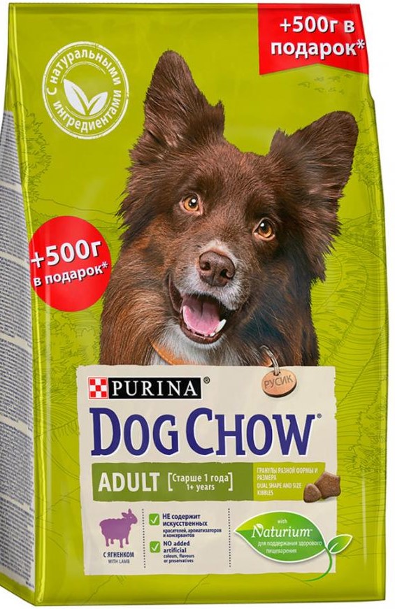 Дог Чау корм для собак всех пород с ягненком 2+0,5кг