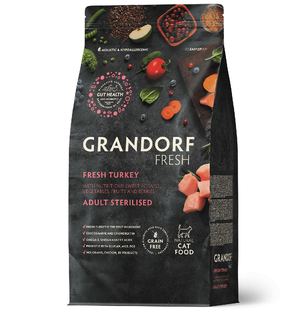 GRANDORF Fresh Cat STERILISED Turkey&Sweet Potato индейка с бататом для стерилизованных кошек