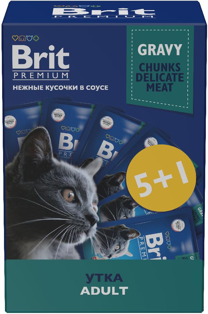 Брит Premium Пауч для взрослых кошек утка в соусе 5+1