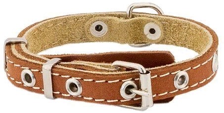 Ошейник кожаный ECO серия"ДРУГ", язычок,2х-слойный,простроченный