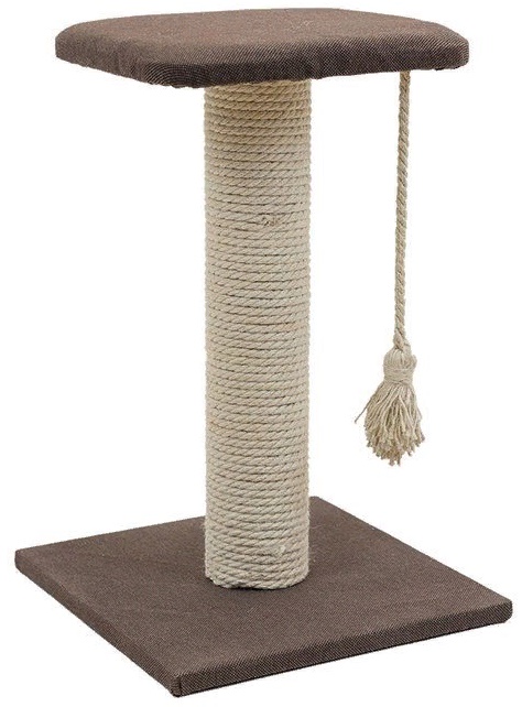 Когтеточка столбик Дарэлл ХАЙТЕК квадратный с полкой 37*37*49см беленый