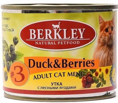 Беркли д/кошек №3 Утка с лесными ягодами 200г