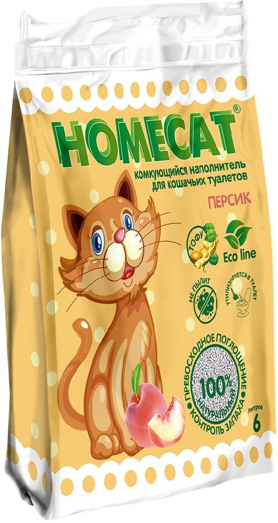 Наполнитель HOMECAT Eco Line, с ароматом персика, комкующийся 6л