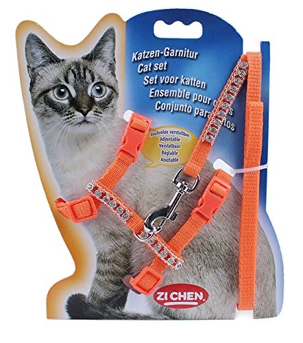 Шлейка для кошек со стразами 1,5см