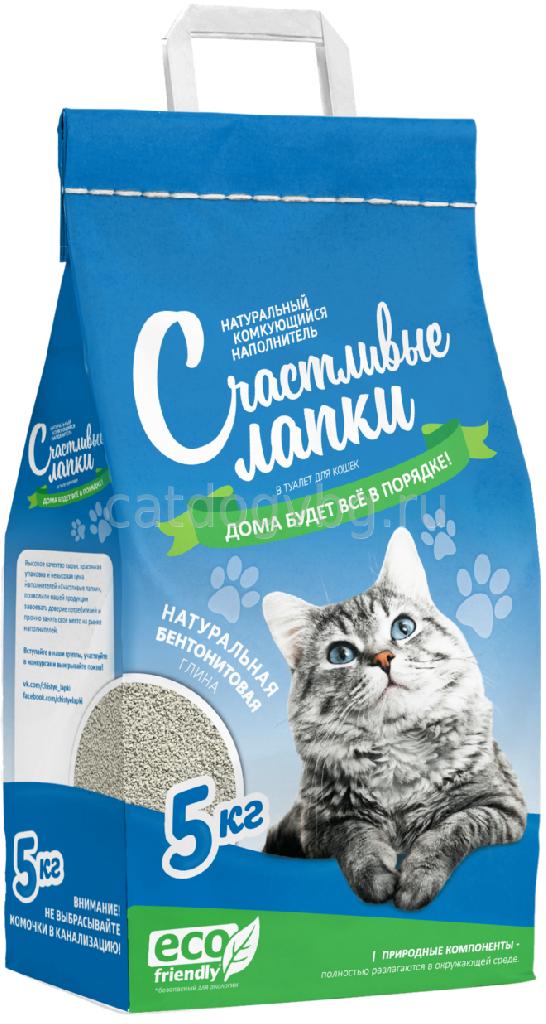Наполнитель Счастливые Лапки д/кошек комк. Эконом 5кг