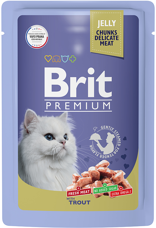 Брит Premium Пауч для взрослых кошек форель в желе 85г