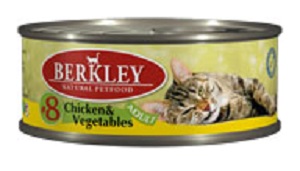 Беркли консервы для кошек №8 цыпленок/овощи 100г