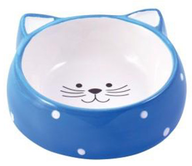 Миска Mr.Kranch керамическая для кошек Мордочка кошки 250мл голубая